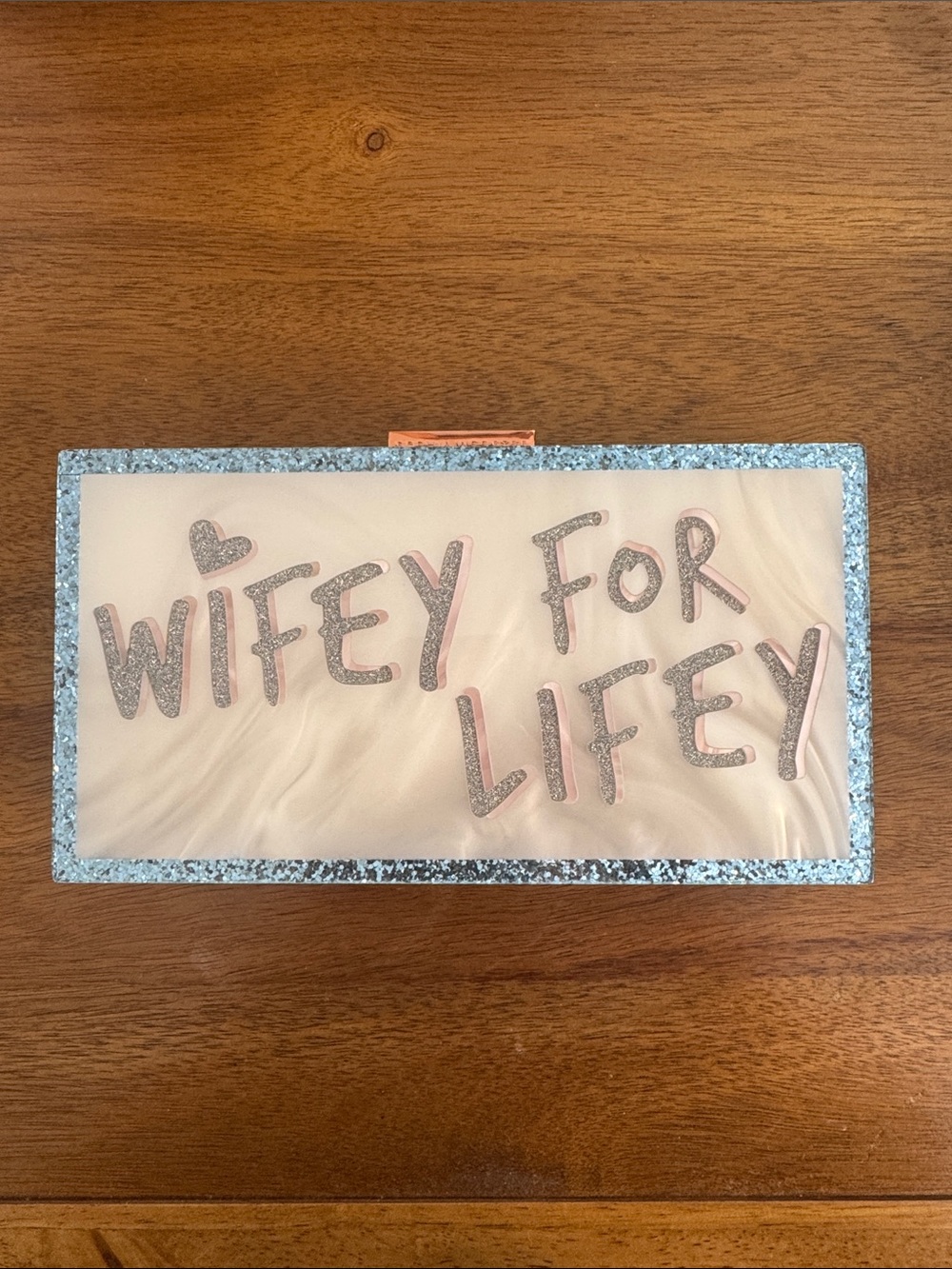 Sophia Webster Pink Glitter "Wifey For Lifey" Clutch